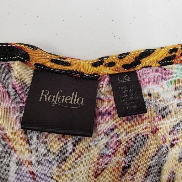 Rafaella Colorful Leaves Cold Shoulder Top Size Large - Picture 4 of 6
